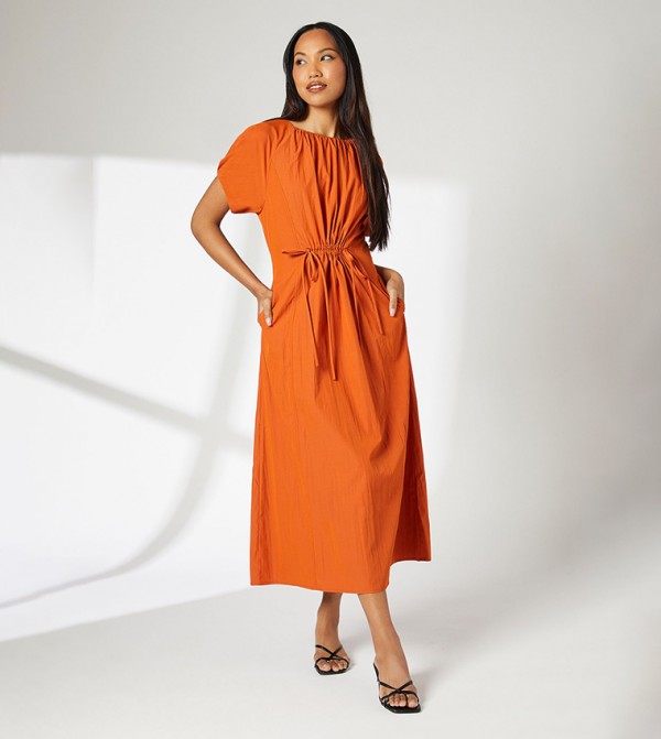 Drawstring Waist Detail Woven Dress