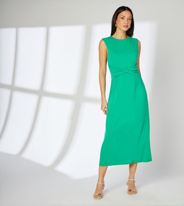 Twist Waist Cupro Jersey Midi Dress