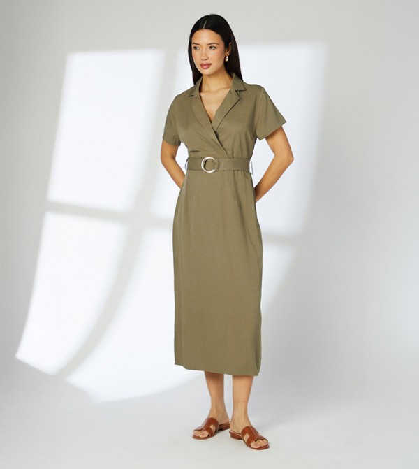 Belted Viscose Utility Dress