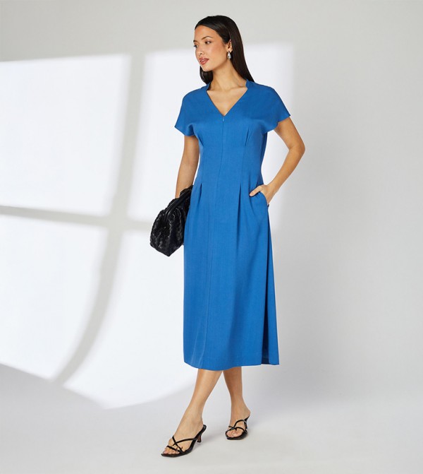 Seam Detail Viscose Midi Dress