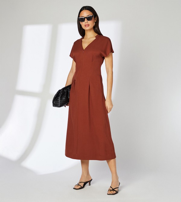 Seam Detail Viscose Midi Dress