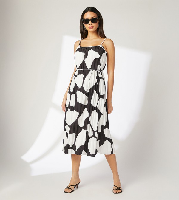 Geo Printed Strappy Midi Dress