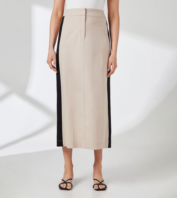 Contrast Detail Midi Skirt