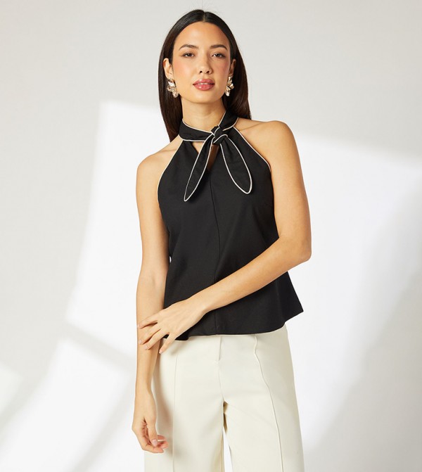 Contrast Detail Halterneck Top