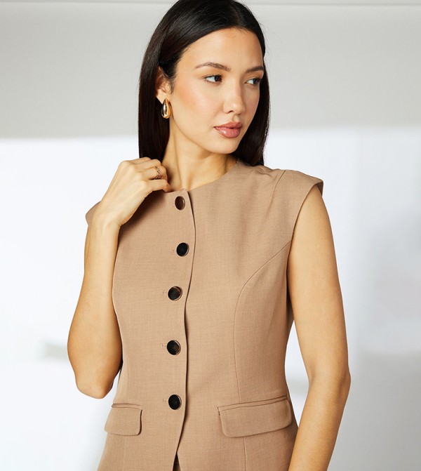 Tailored Cap Sleeves Waistcoat