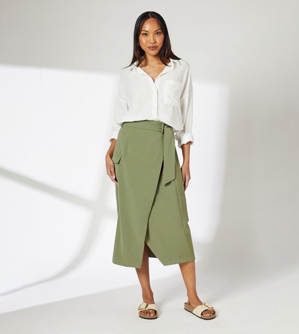 Utility Belted Midi Skirt