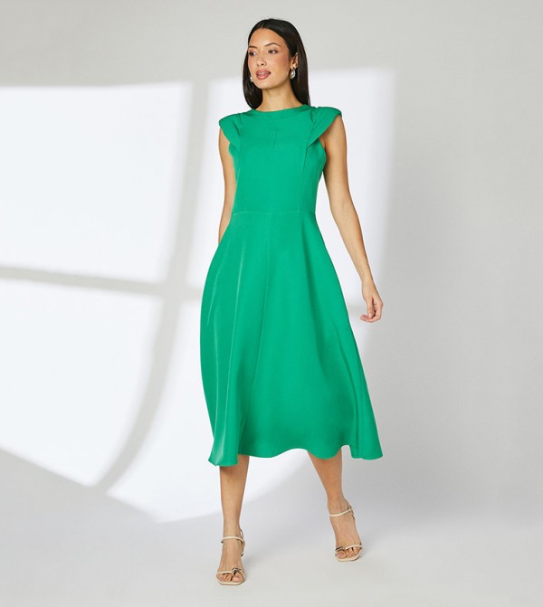 Structured Fit and Flare Midi Dress
