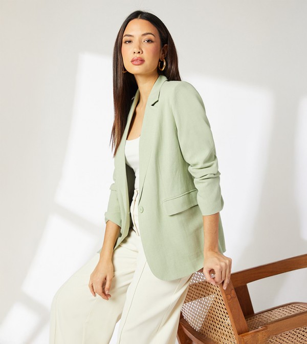 Solid Single Breasted Blazer