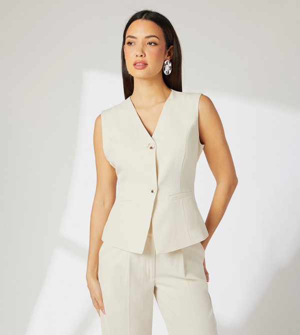 Button Front V-Neck Waistcoat