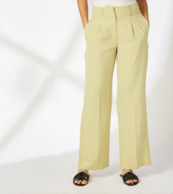 Pleated Detail Straight Fit Trousers