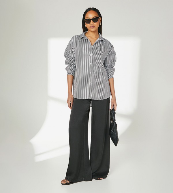 Striped Button Front Long Sleeves Shirt