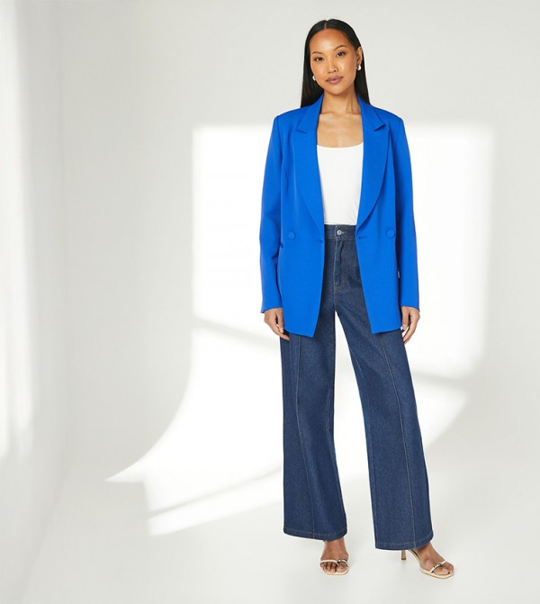 Button Detail Double Breasted Blazer