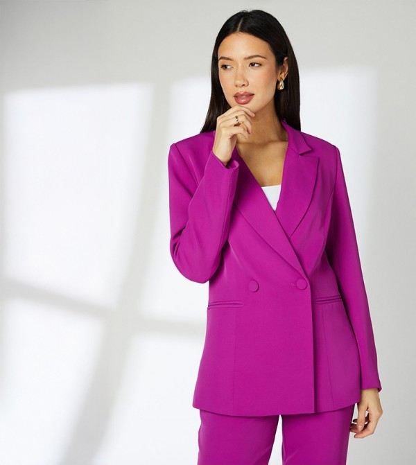 Button Detail Double Breasted Blazer