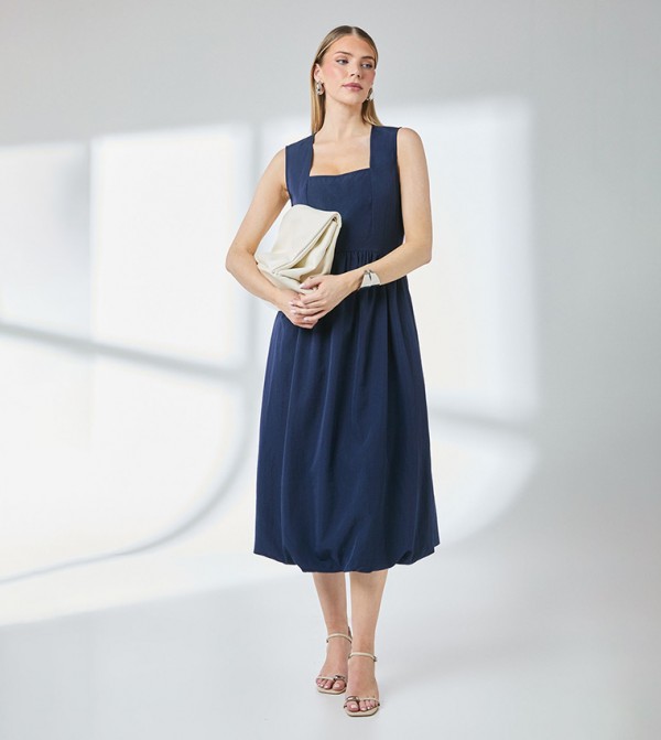 Square Neck Parachute Midi Dress