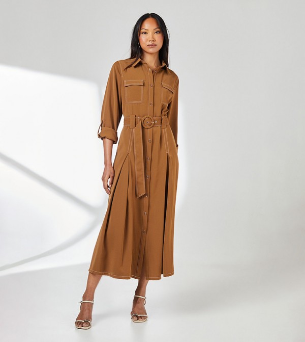 Stitch Belted Utility Dress