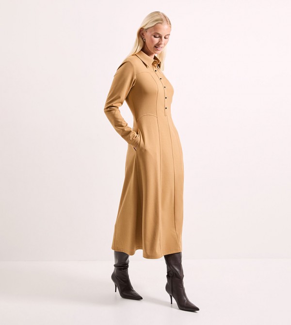 Ponte Seam Detail Midi Dress