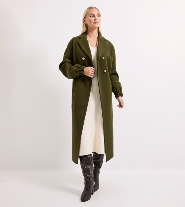 Drop Shoulder Double Breasted Oversized Coat