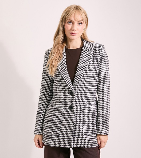 Dogtooth Long Sleeves Blazer