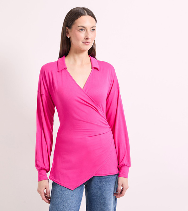 Wrap Front Jersey Top