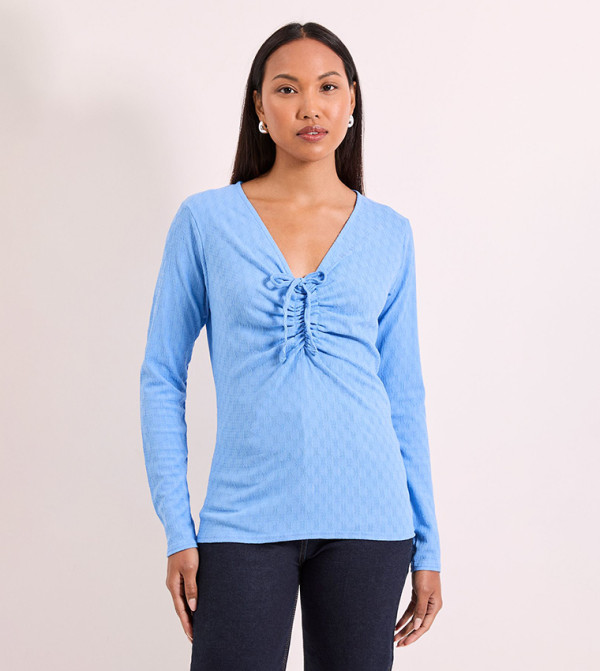 Front Tie Rushed Jersey Top