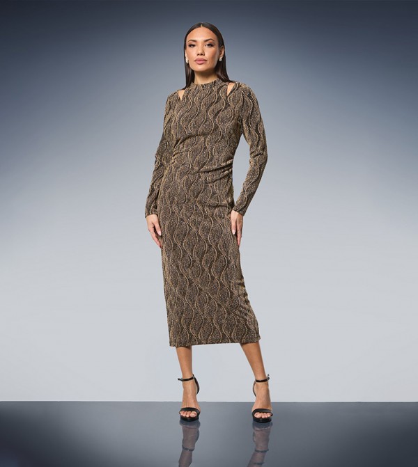 Cut-Out Detail Sparkle Jersey Midi Dress