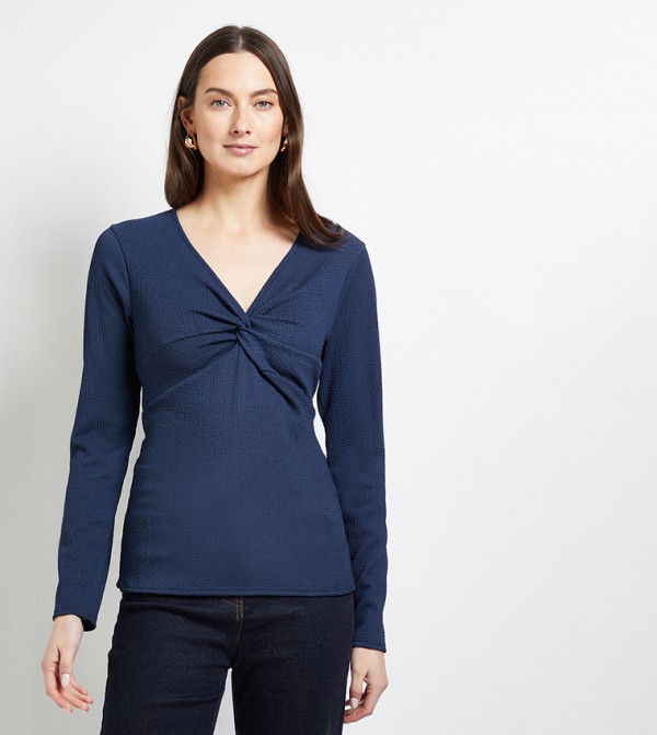 Crinkle Jersey Twist Front Top