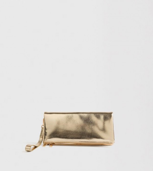 Metallic Zip-Closure Clutch Bag