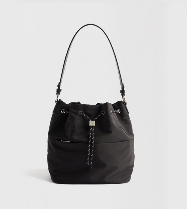 Drawstring Closure Nylon Bucket Bag
