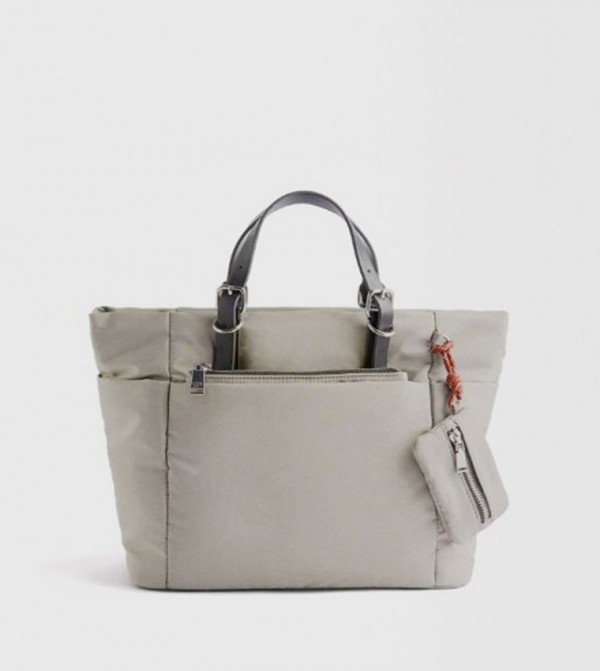 Solid Nylon Tote Bag With Coin Pouch