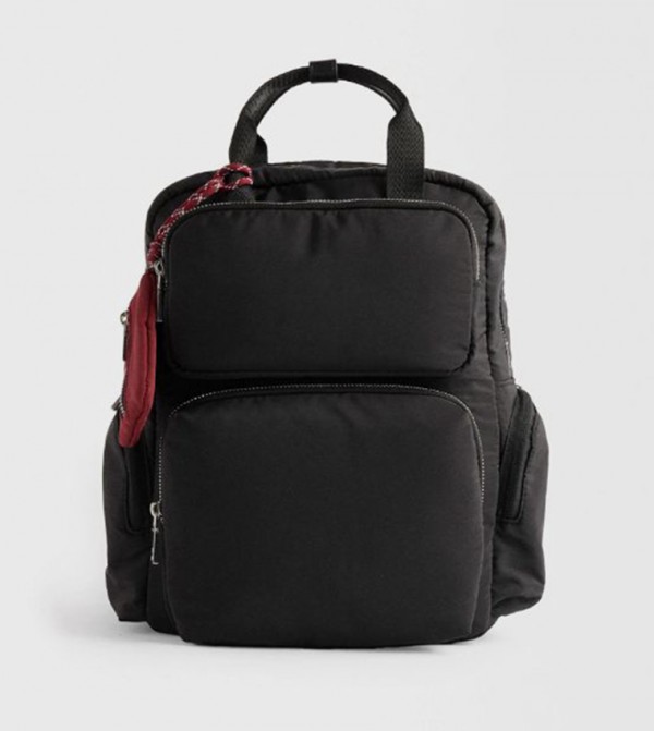 Textured Front Pocket Nylon Backpack