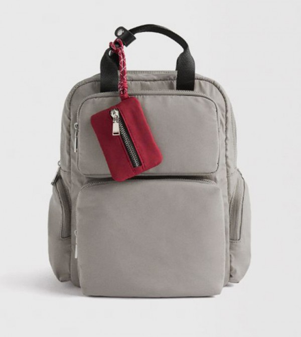 Textured Front Pocket Nylon Backpack