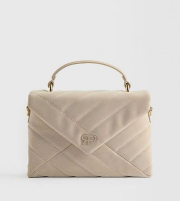 Textured Flap Top-Handle Bag