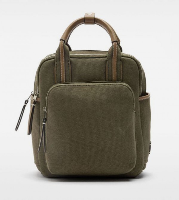 Textured Front Pocket Convertible Backpack