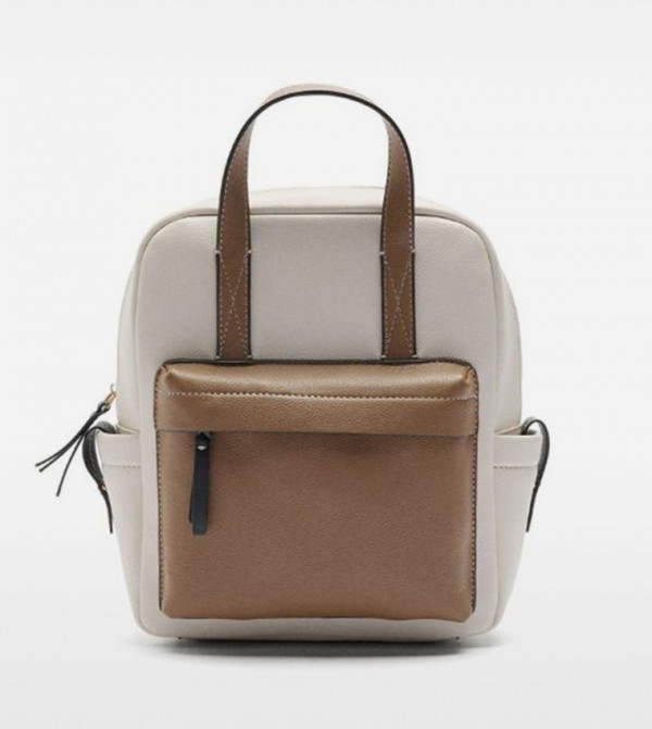 Color Block Front Pocket Convertible Backpack
