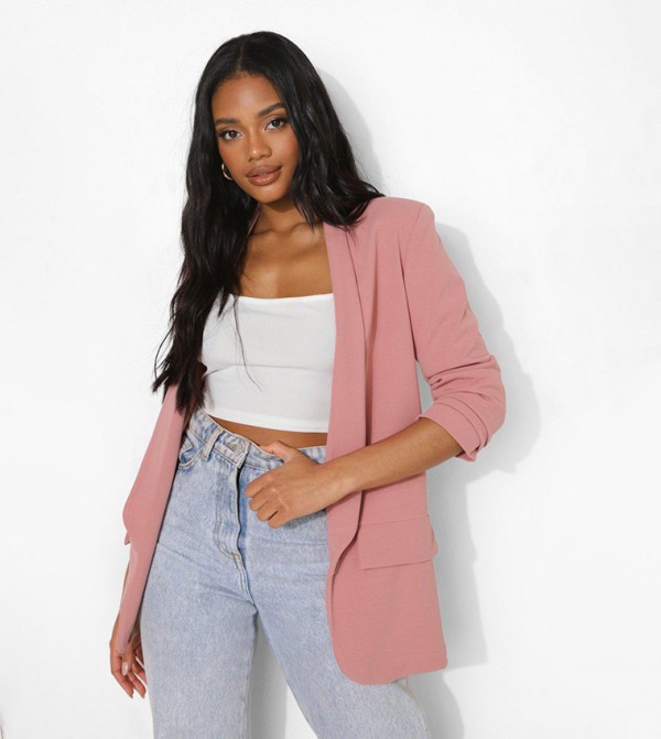 Blush cropped outlet blazer