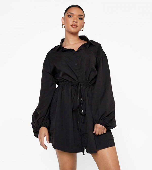 Oversized shirt shop dress black