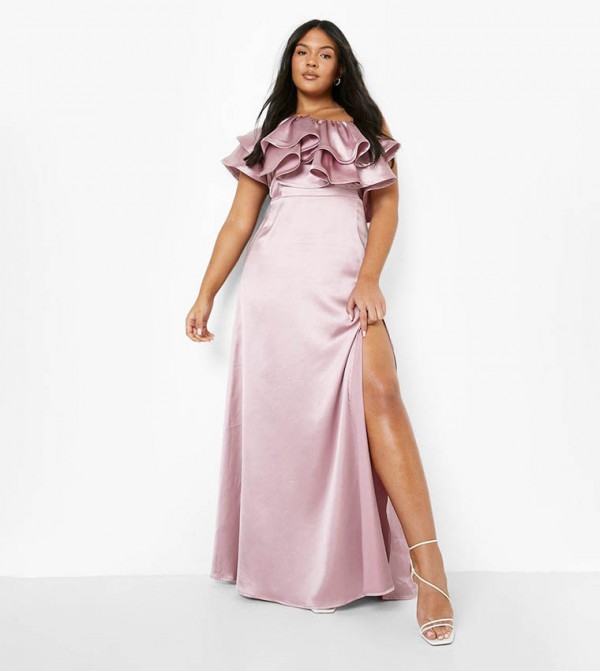 Buy Boohoo Bridesmaid Pleated Cape Maxi Dress In Pink