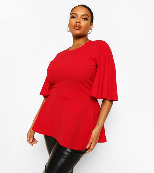 Plus size store red peplum top