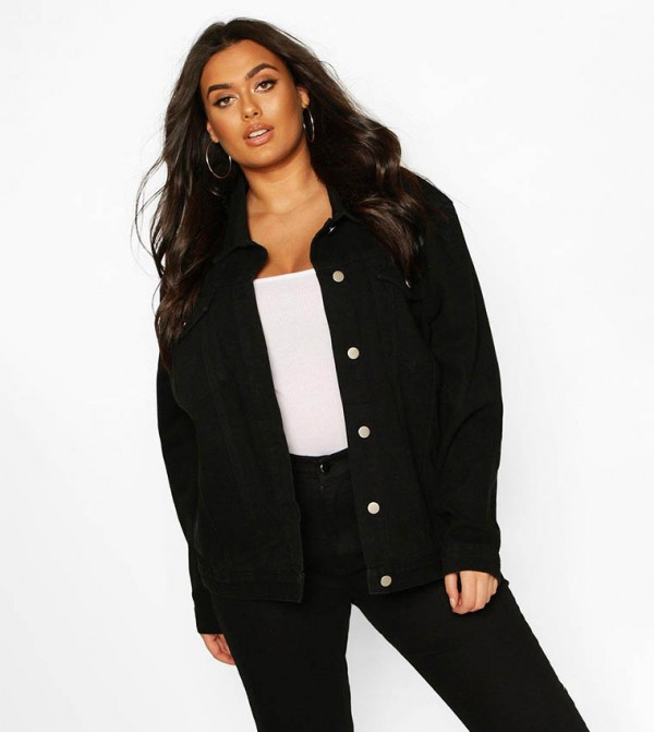 Oversized black denim on sale jacket plus size