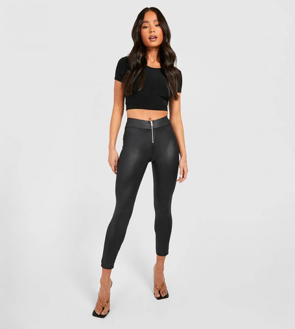 Tall Black Structured Contour Ribbed Leggings