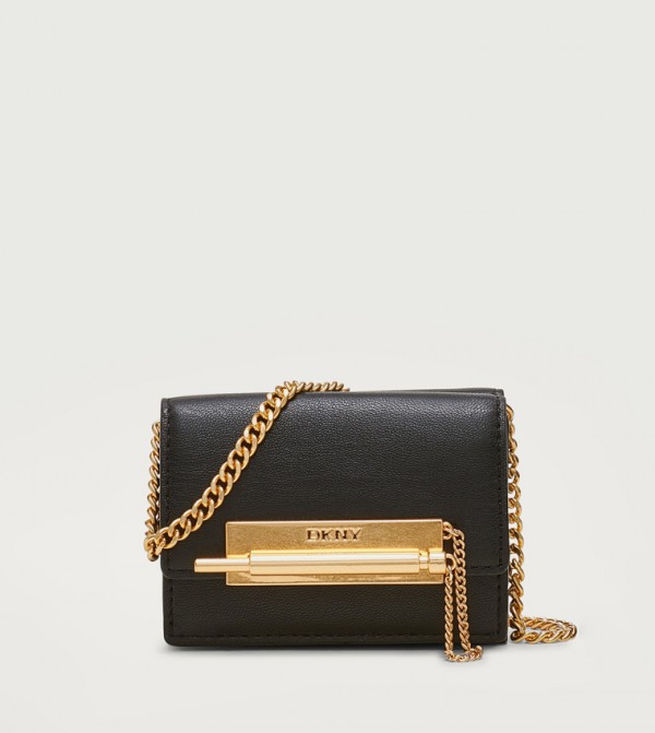 BIANCA Textured Tri-Fold Wallet with Chain Sling