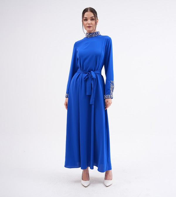 Embellished High Neck Maxi Dress