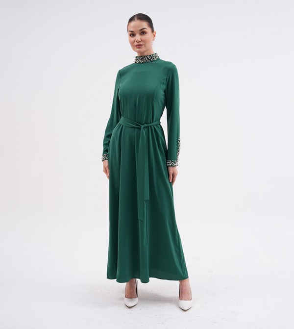 Embellished High Neck Maxi Dress