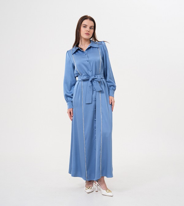 Embellished Belted Shirt Dress