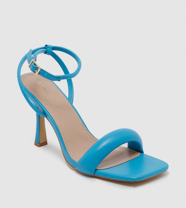 Square Toe Ankle Strap Heeled Sandals