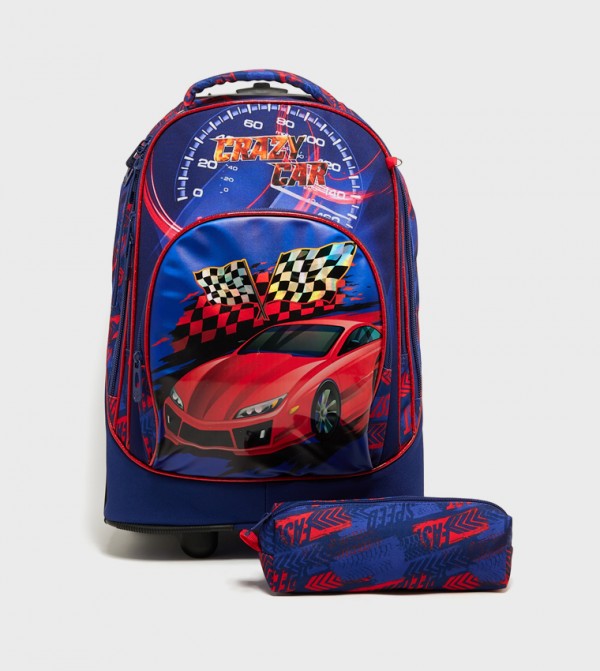 Printed Trolley Backpack  Pencil Case Set