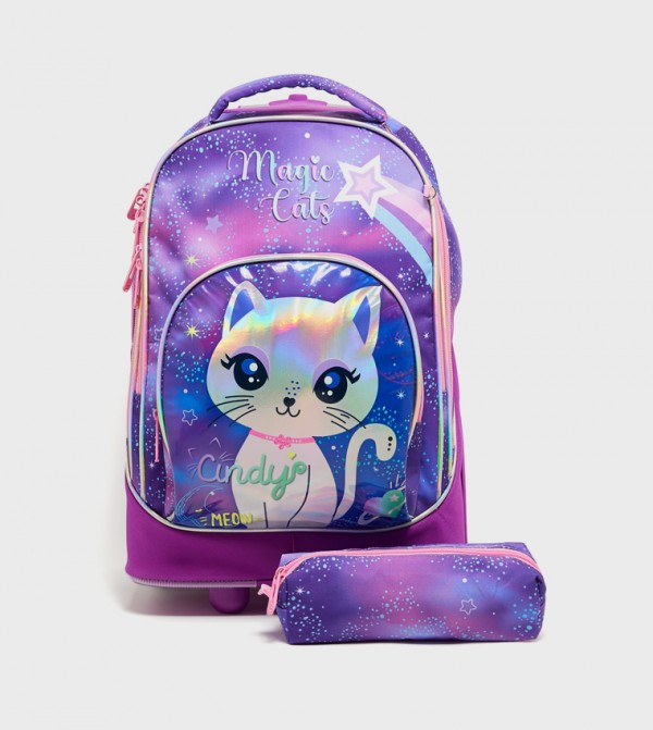 Printed Trolley Backpack  Pencil Case Set