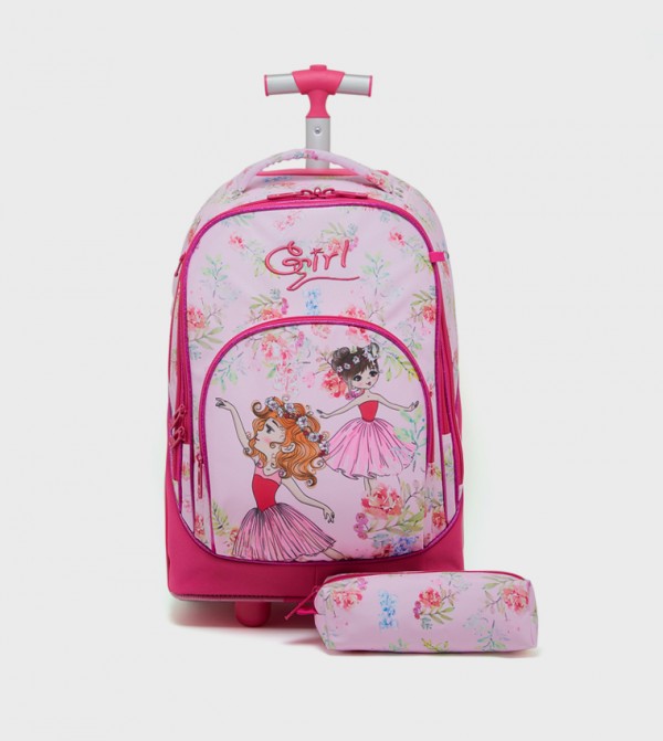 Printed Trolley Backpack and Pencil Pouch Set