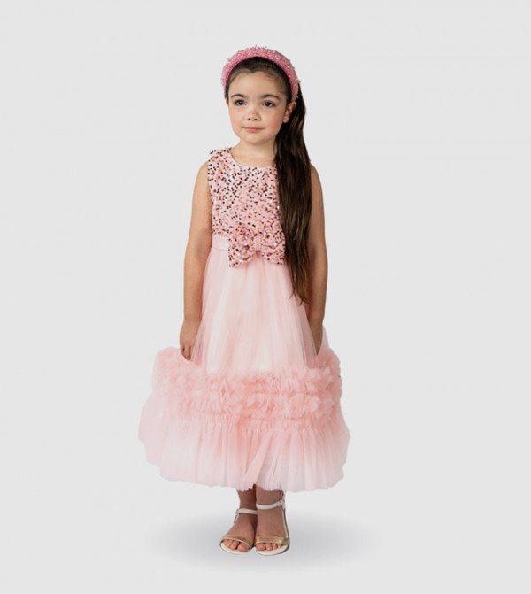 SequinsBow Detail Flared Tutu Dress