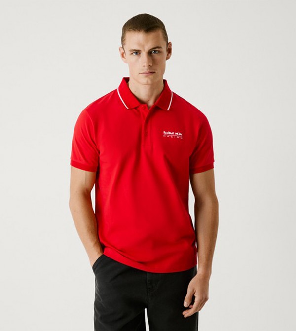 Logo Printed Contrast Tipping Polo T-Shirt
